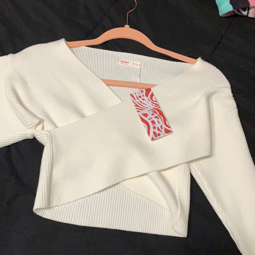 white cropped sweater
